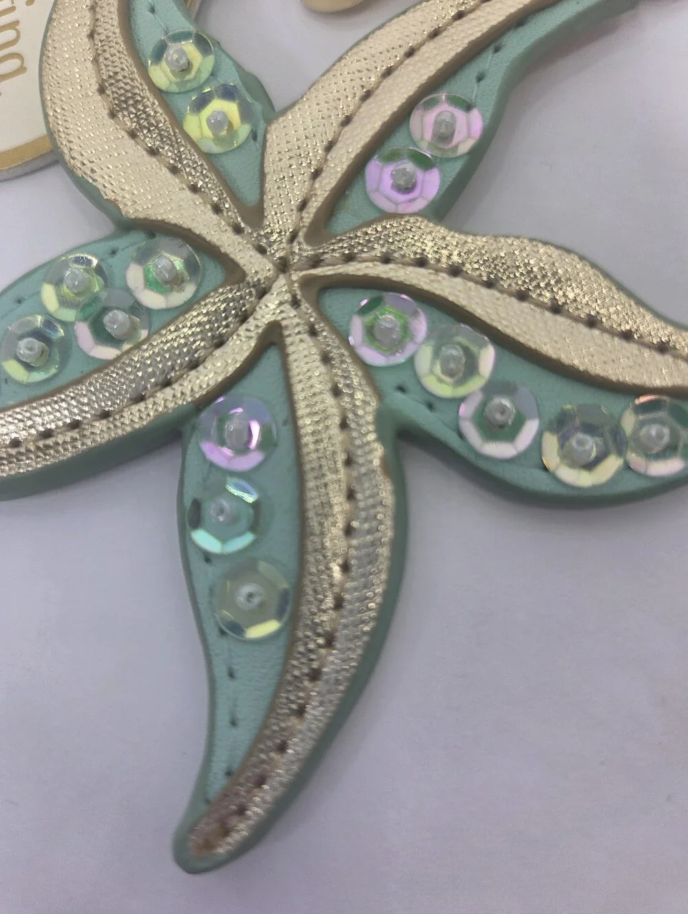 Spartina 449 Icon Keychain Sequin Starfish Sea Foam